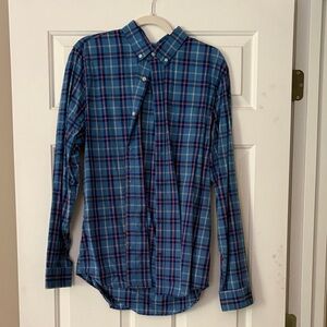 GAP Men's Blue and Red Plaid Button Down Shirt
